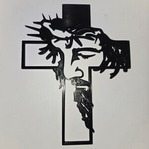 Black Cross With Jesus Face Wall Art